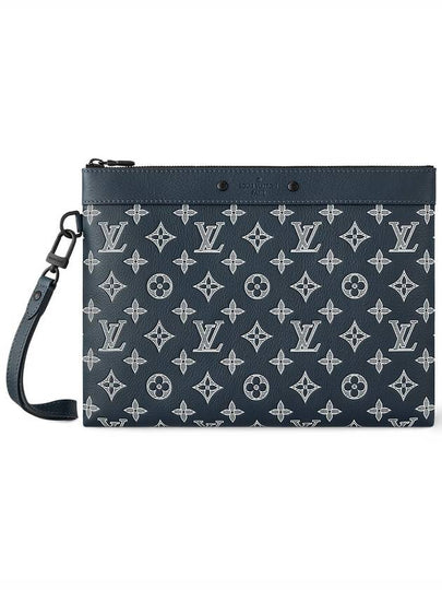 Men's Pochette To Go Monogram Shadow Leather Pouch Bag Ink Blue - LOUIS VUITTON - BALAAN 2