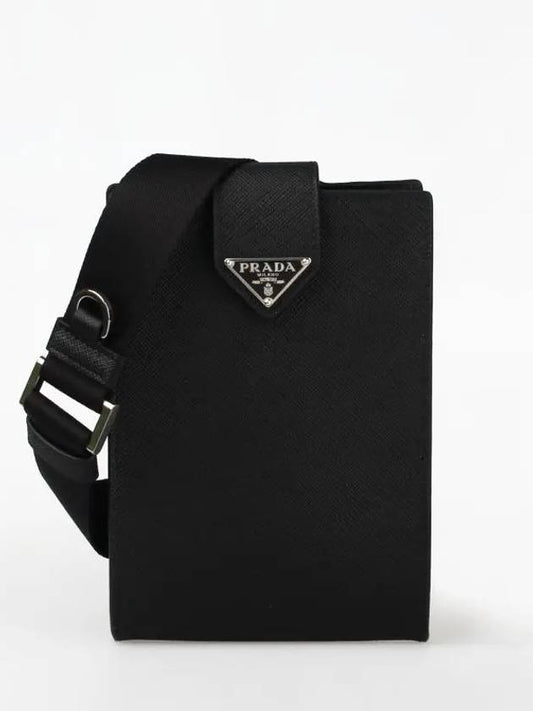 Triangle Logo Phone Case Cross Bag Black - PRADA - BALAAN 2