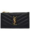 Monogram Fragment Zipper Card Wallet Black - SAINT LAURENT - BALAAN 6