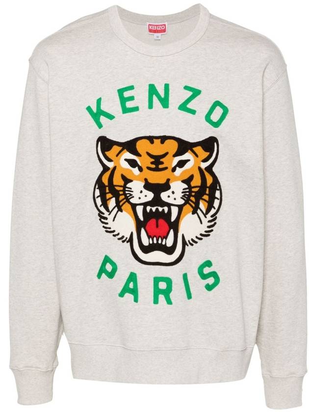 Lucky Tiger Embroidery Cotton Sweatshirt Pale Grey - KENZO - BALAAN 2