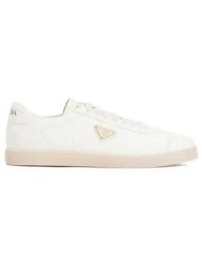 Triangle Logo Lane Leather Low-Top Sneakers Ivory - PRADA - BALAAN 2