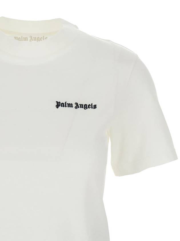 logo embroidered cotton T shirt PWAA044S24JER0010310 - PALM ANGELS - BALAAN 4