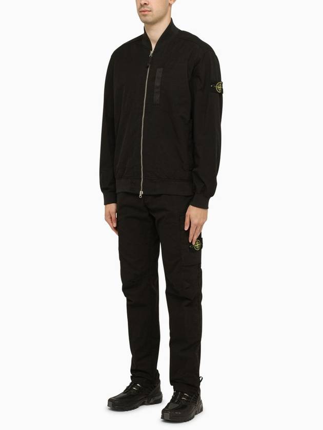 Men's Cupro Cotton Twill TC Bomber Jacket Black - STONE ISLAND - BALAAN 6