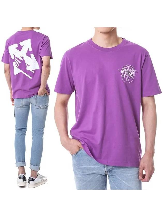 Hand Arrow Short Sleeve T-Shirt Purple - OFF WHITE - BALAAN 2