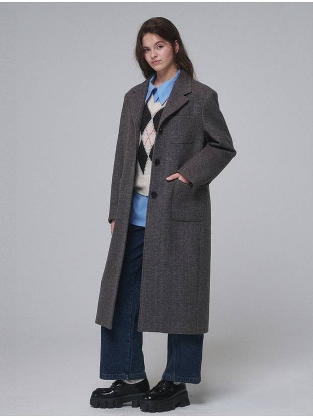 Single breasted Wool long coat Gray - OPENING SUNSHINE - BALAAN 3