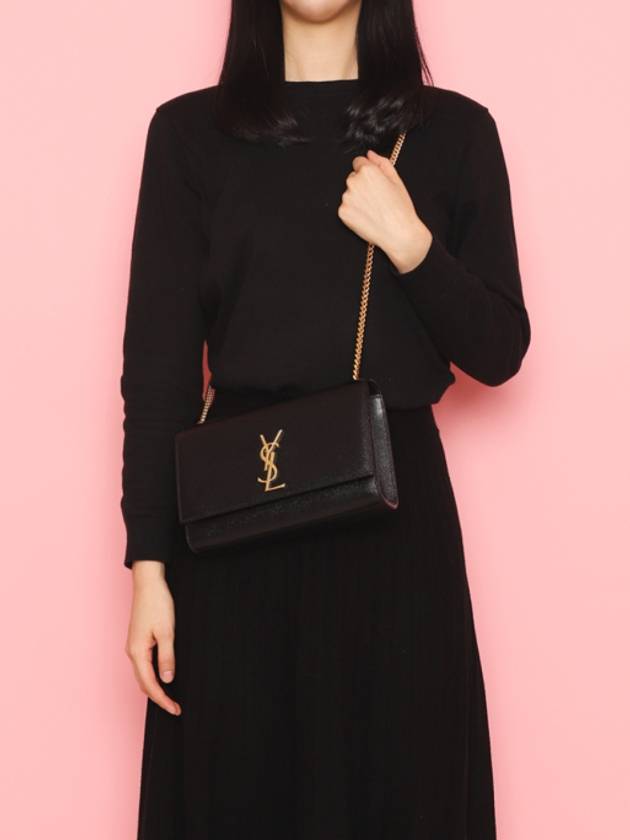 Monogram Kate Chain Gold Hardware Medium Cross Bag Black - SAINT LAURENT - BALAAN 8