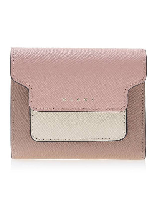 Saffiano Tri-Fold Half Wallet Pink - MARNI - BALAAN 1