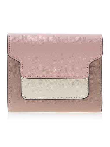 Saffiano Tri-Fold Half Wallet Pink - MARNI - BALAAN 1