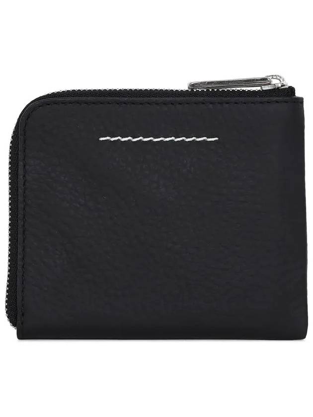 Logo Leather Zipper Card Wallet Black - MAISON MARGIELA - BALAAN 2