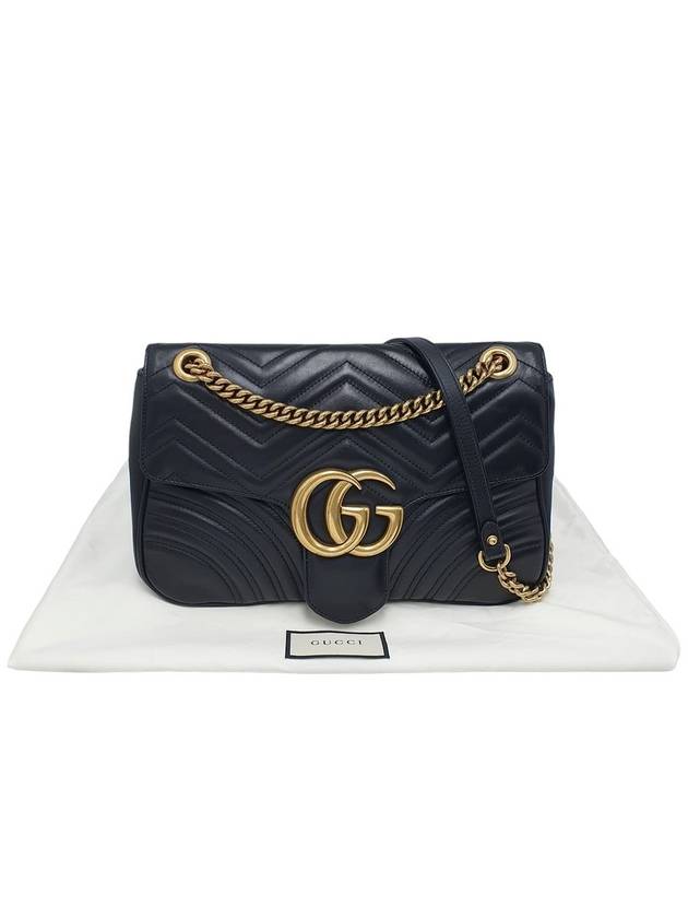 443496 Black Matelasse Medium Chevron Marmont Chain Flap Shoulder Bag - GUCCI - BALAAN 9