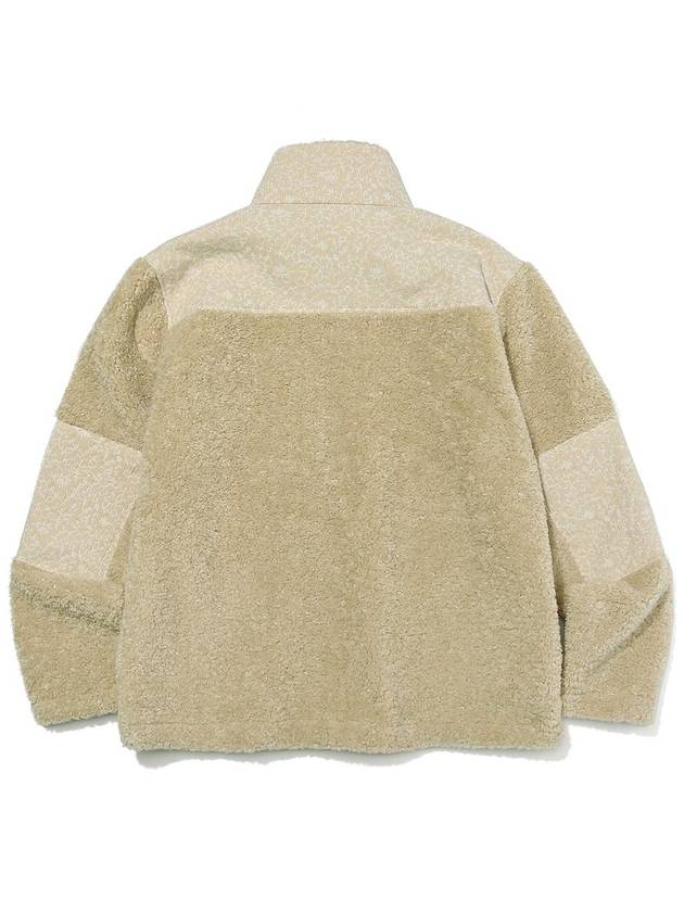 Ogaf paisley patch sherpa fleece zip-up jacket beige - OGARP - BALAAN 3