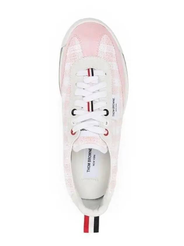 Gingham Boucle Clear Sole Tech Runner Low Top Sneakers Light Pink - THOM BROWNE - BALAAN 6