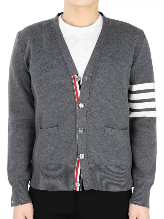 Milano Stitch 4-Bar Cardigan Medium Grey - THOM BROWNE - BALAAN 3