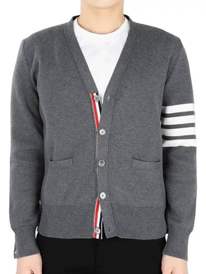 Milano Stitch 4-Bar Cardigan Medium Grey - THOM BROWNE - BALAAN 2