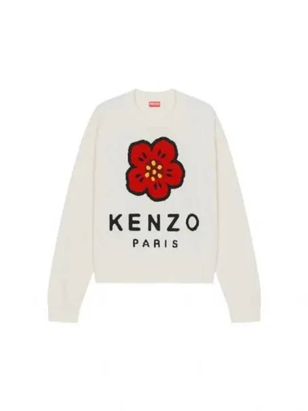 Boke Flower Merino Wool Knit Top White - KENZO - BALAAN 2