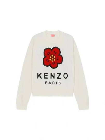 Boke Flower Merino Wool Knit Top White - KENZO - BALAAN 2