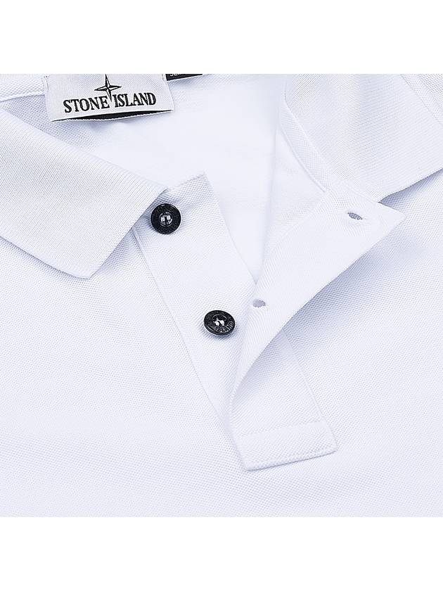 Pique Stretch Cotton Short Sleeve Polo Shirt White - STONE ISLAND - BALAAN 7