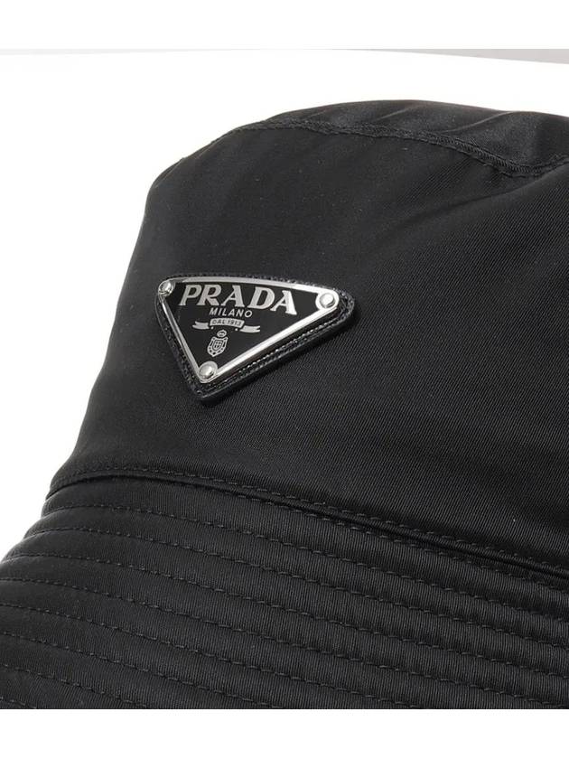 Re-Nylon Triangle Logo Bucket Hat Black - PRADA - BALAAN 4