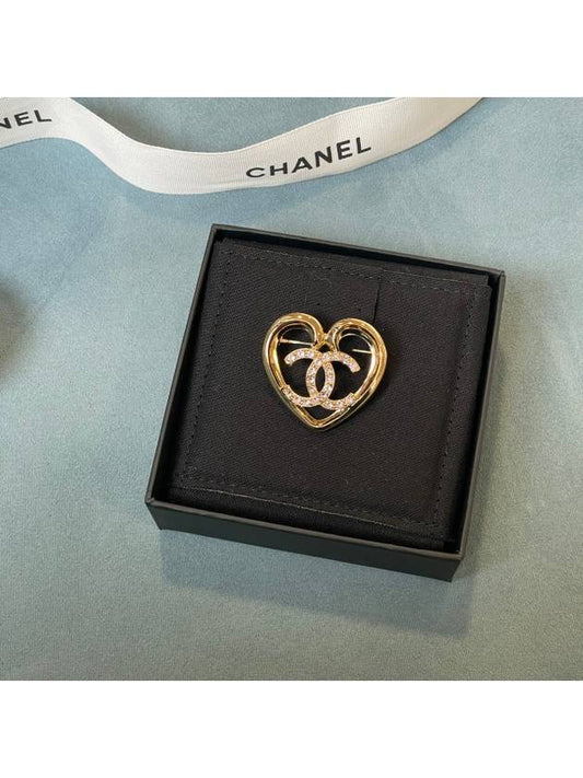 1point CC logo heart crystal cubic brooch ABA093 - CHANEL - BALAAN 1