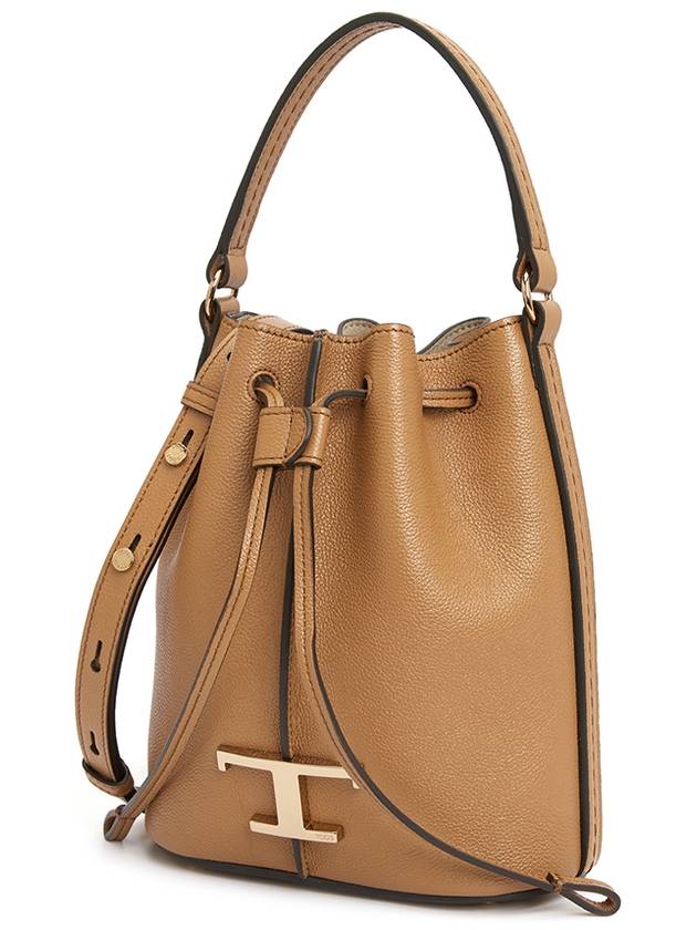 T Timeless Leather Micro Logo Bucket Bag Camel - TOD'S - BALAAN 3