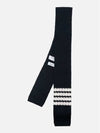 Women's Silk Twill Stitch 4 Bar Tie Scarf Navy - THOM BROWNE - BALAAN 2