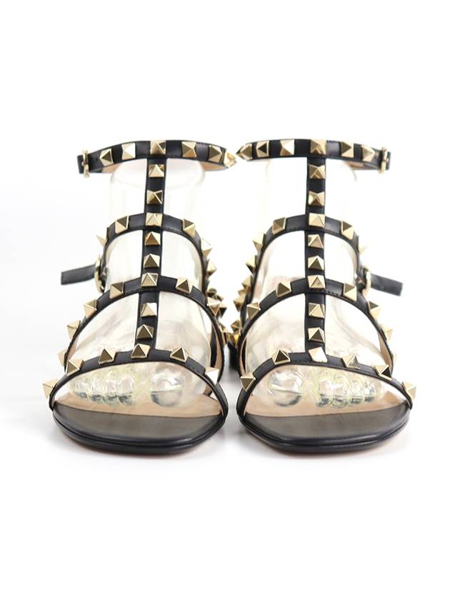 Women's Rockstud Strap Flat Sandals Black - VALENTINO - BALAAN 3