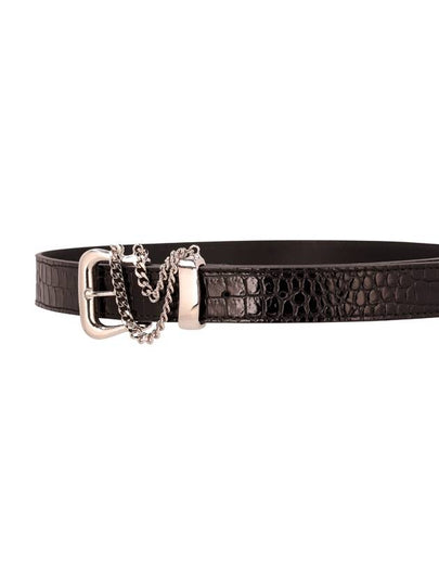 CROCO PRINT LEATHER BELT W/ METAL BUCKLE AND CHAIN - ALESSANDRA RICH - BALAAN 2