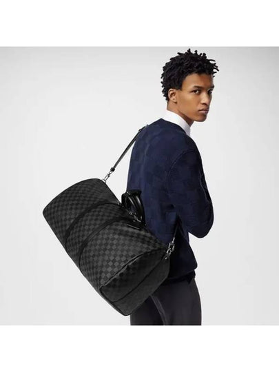 Keepall 55 Bandouliere Damier Canvas Duffel Bag Grey - LOUIS VUITTON - BALAAN 2