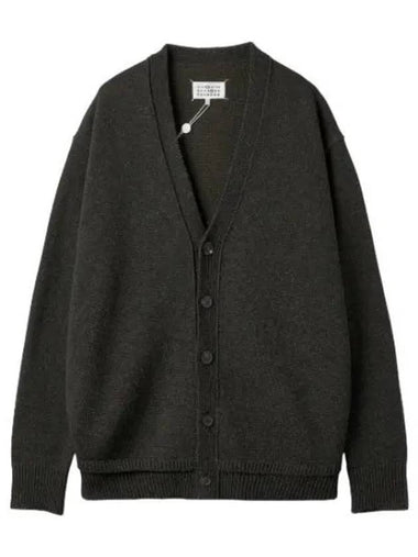 Elbow patch cardigan dark green melange - MAISON MARGIELA - BALAAN 1