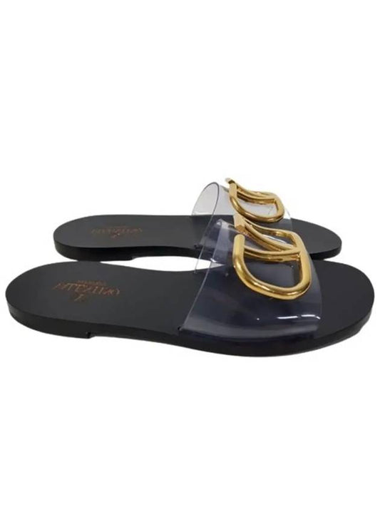 S0L42 ECG 0NO V logo sandals black - VALENTINO - BALAAN 1