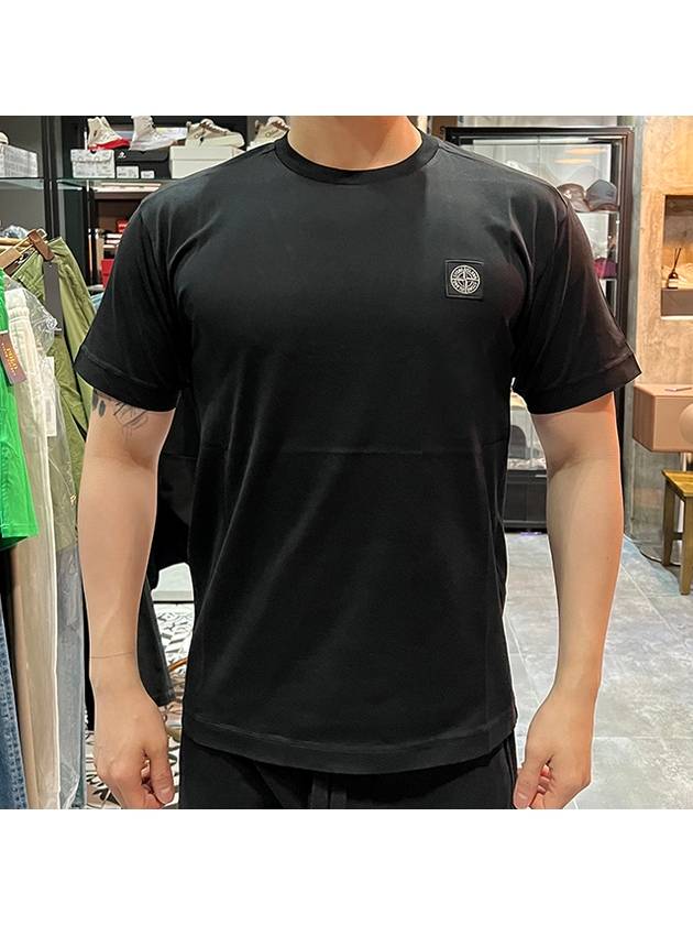 Logo Patch Short Sleeve T-Shirt Black - STONE ISLAND - BALAAN 3