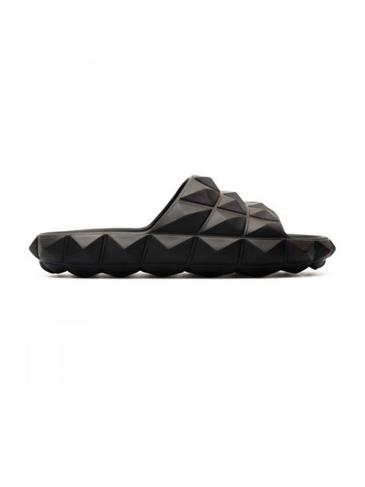 Roman Studded Turtle Slippers Black - VALENTINO - BALAAN 1