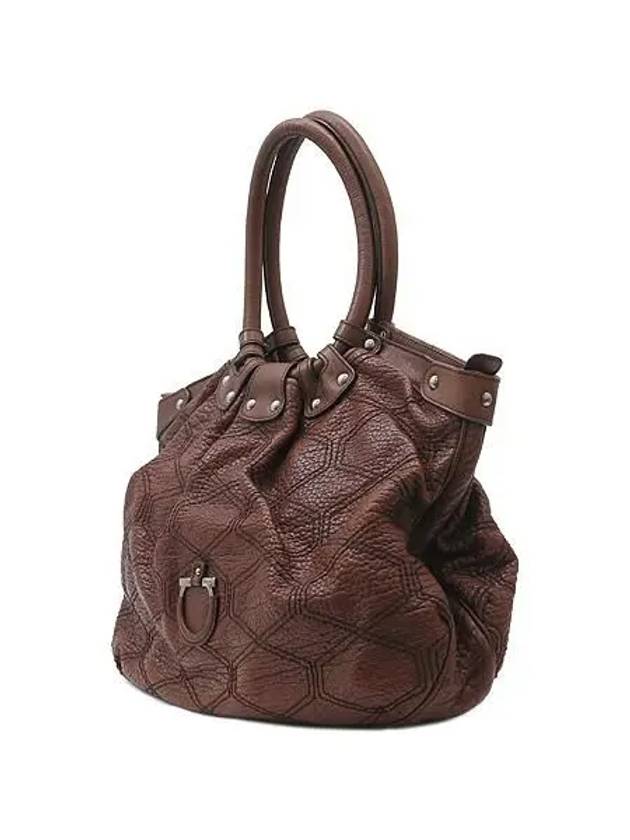 Ferragamo 21 7791 Ganzic decoration brown leather big tote bag - SALVATORE FERRAGAMO - BALAAN 3