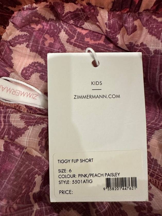 Kids TIGGY FLIP Shorts 5501ATIG Pink Peach Paisley Girls 6Y - ZIMMERMANN - BALAAN 7