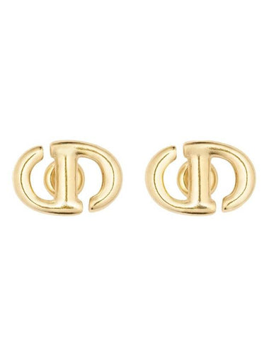 CD Navy Stud Metal Earrings Pink Gold Finish - DIOR - BALAAN 1