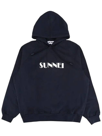 Embroidered Logo Drawstring Hoodie Dark Blue - SUNNEI - BALAAN 2