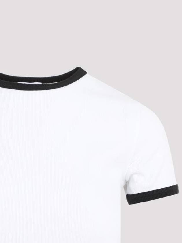 Cut-Out Ribbed Organic Cotton Short Sleeve T-Shirt White - PATOU - BALAAN 4