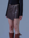 Pigment Vintage Vegan Leather Wrap Skirt BR - DILETTANTISME - BALAAN 3