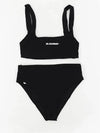 Logo Print Square Neck Bikini Black - JIL SANDER - BALAAN 3