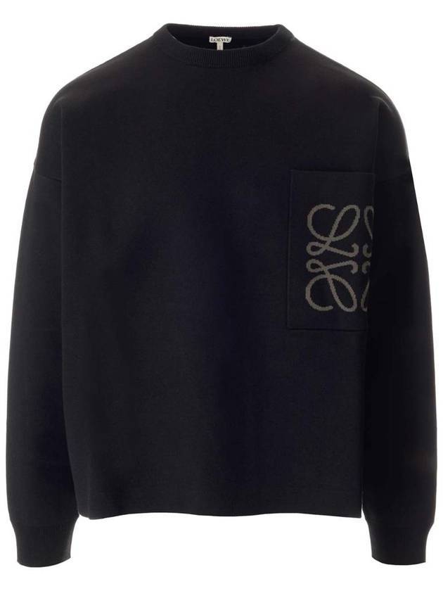 logo cotton blend knit top black - LOEWE - BALAAN 1