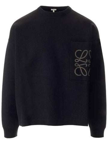 Logo Cotton Blend Knit Top Black - LOEWE - BALAAN 1