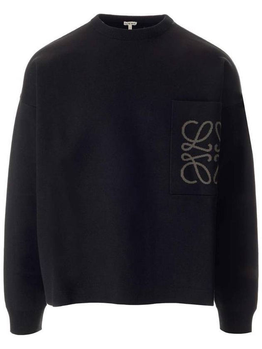 Logo Cotton Blend Knit Top Black - LOEWE - BALAAN 1