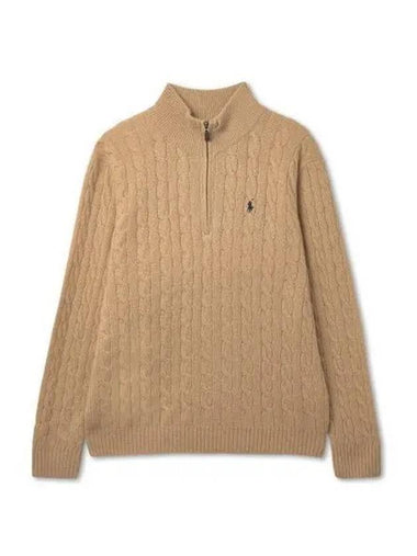 Cable Knit Wool Cashmere Zipper Sweater Brown - POLO RALPH LAUREN - BALAAN 1