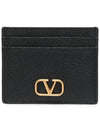 V Logo Signature Card Wallet Black - VALENTINO - BALAAN 3