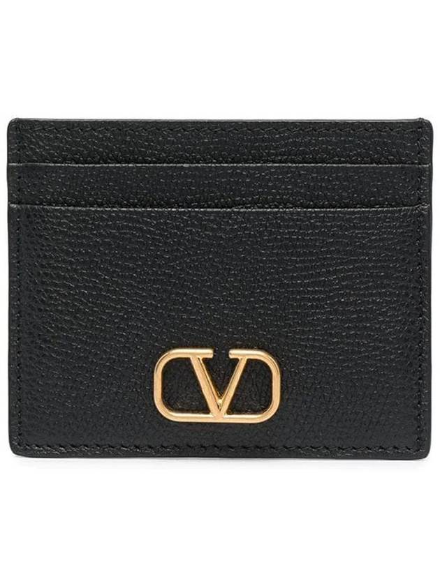 V Logo Signature Card Wallet Black - VALENTINO - BALAAN 3