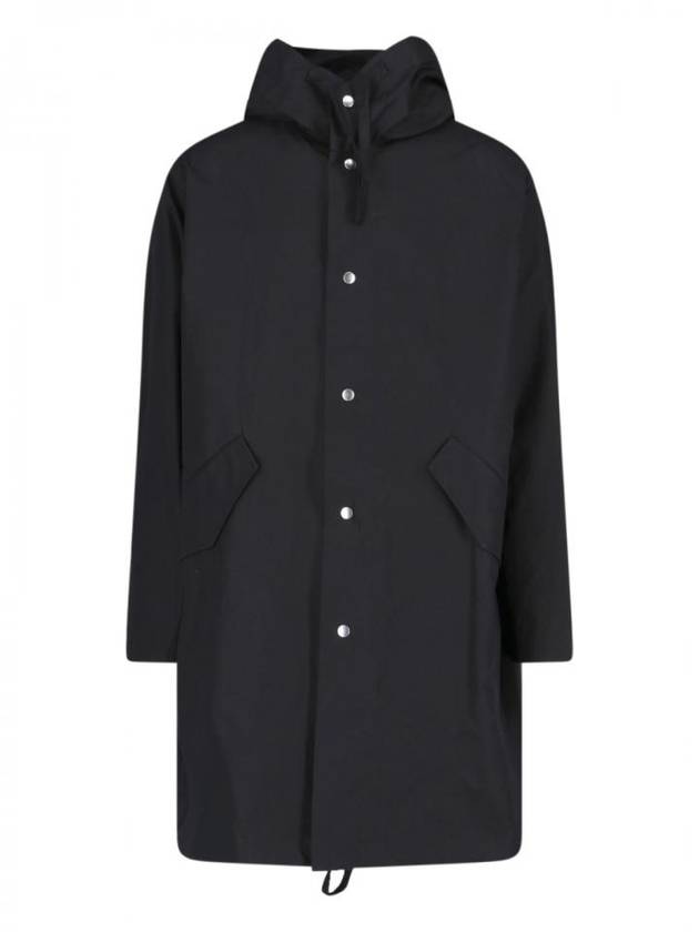 Back Logo Print Hooded Parka Black - JIL SANDER - BALAAN 1