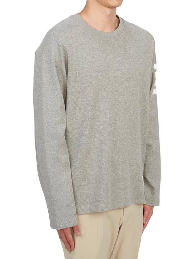 4-Bar Striped Cotton Long Sleeve T-Shirt Light Grey - THOM BROWNE - BALAAN 4