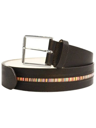 Signature Striped Leather Belt Brown - PAUL SMITH - BALAAN 2