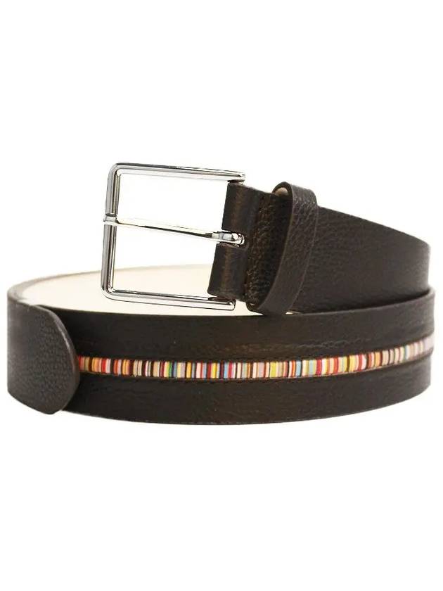 Signature Striped Leather Belt Brown - PAUL SMITH - BALAAN 8