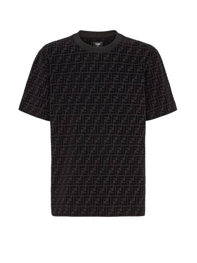 FF Logo Pique Short Sleeve T-Shirt Black - FENDI - BALAAN 2